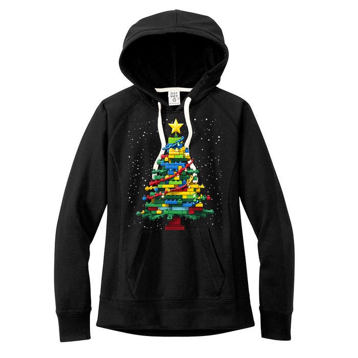 Christmaschristmas Tree Block Tree Block Brick Building Xmas Master Builder Women's Fleece Hoodie