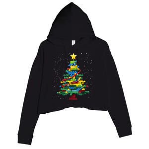 Christmaschristmas Tree Block Tree Block Brick Building Xmas Master Builder Crop Fleece Hoodie