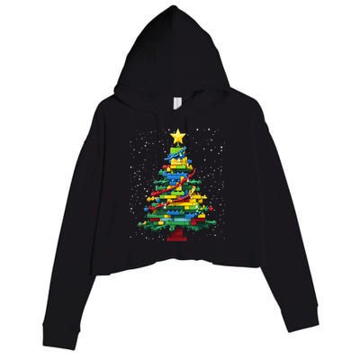 Christmaschristmas Tree Block Tree Block Brick Building Xmas Master Builder Crop Fleece Hoodie
