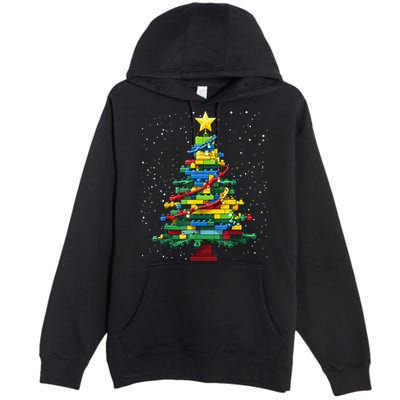 Christmaschristmas Tree Block Tree Block Brick Building Xmas Master Builder Premium Pullover Hoodie