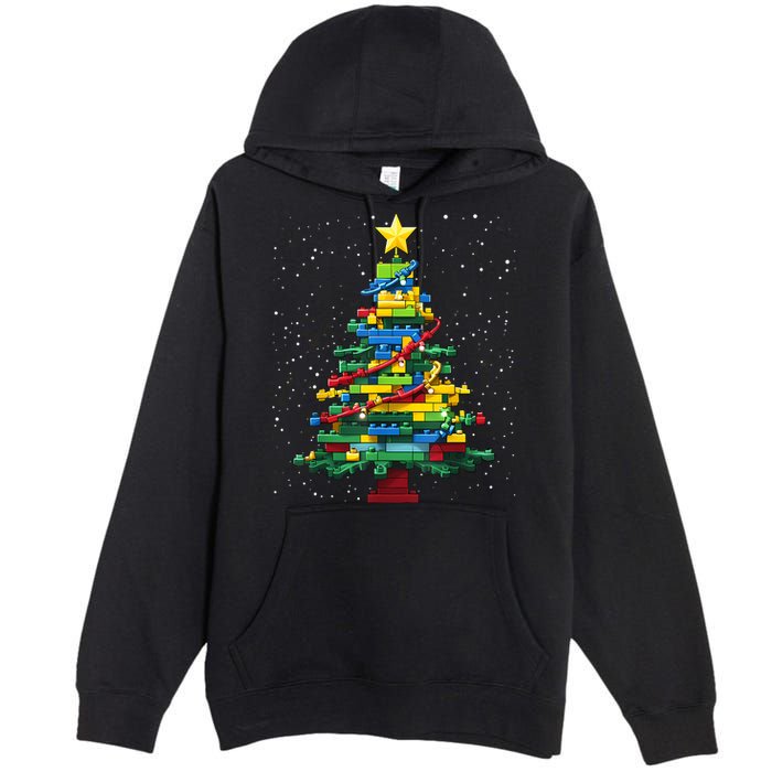 Christmaschristmas Tree Block Tree Block Brick Building Xmas Master Builder Premium Pullover Hoodie