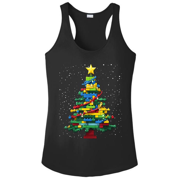 Christmaschristmas Tree Block Tree Block Brick Building Xmas Master Builder Ladies PosiCharge Competitor Racerback Tank