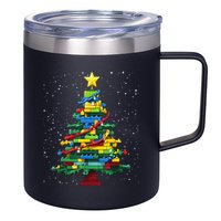Christmaschristmas Tree Block Tree Block Brick Building Xmas Master Builder 12oz Stainless Steel Coffee Mug