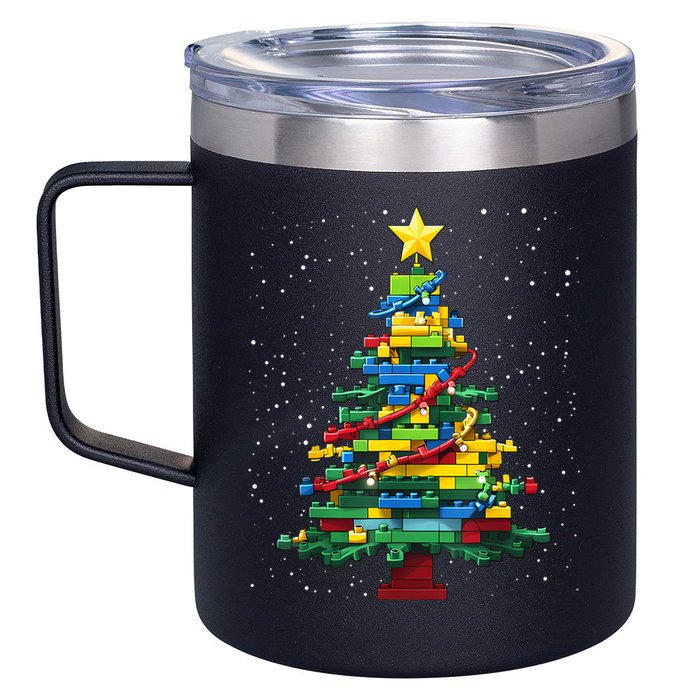 Christmaschristmas Tree Block Tree Block Brick Building Xmas Master Builder 12oz Stainless Steel Coffee Mug