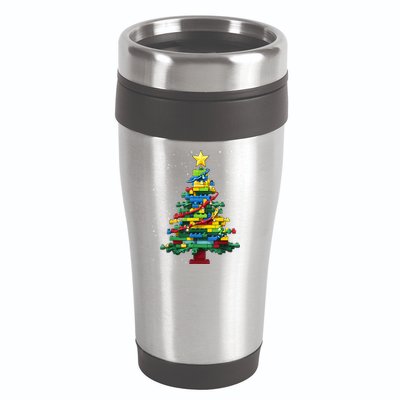 Christmaschristmas Tree Block Tree Block Brick Building Xmas Master Builder 16oz Travel Tumbler