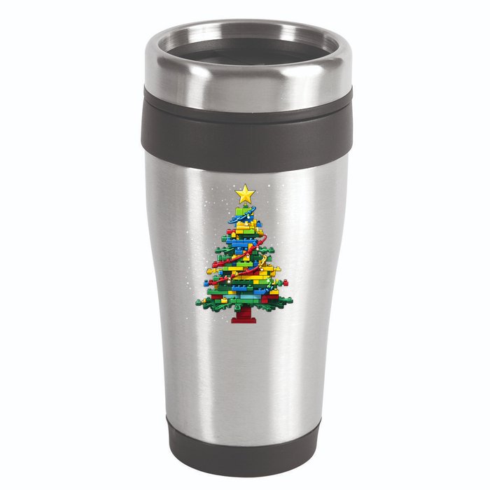 Christmaschristmas Tree Block Tree Block Brick Building Xmas Master Builder 16oz Travel Tumbler