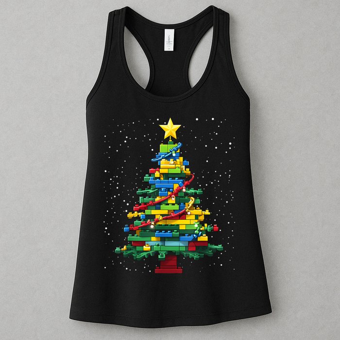 Christmaschristmas Tree Block Tree Block Brick Building Xmas Master Builder Womens Tank Top