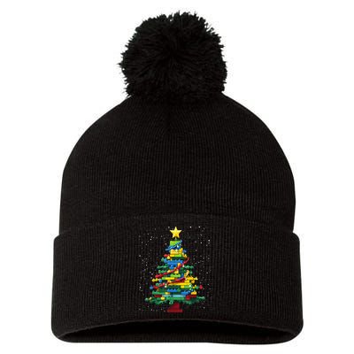 Christmaschristmas Tree Block Tree Block Brick Building Xmas Master Builder Pom Pom 12in Knit Beanie