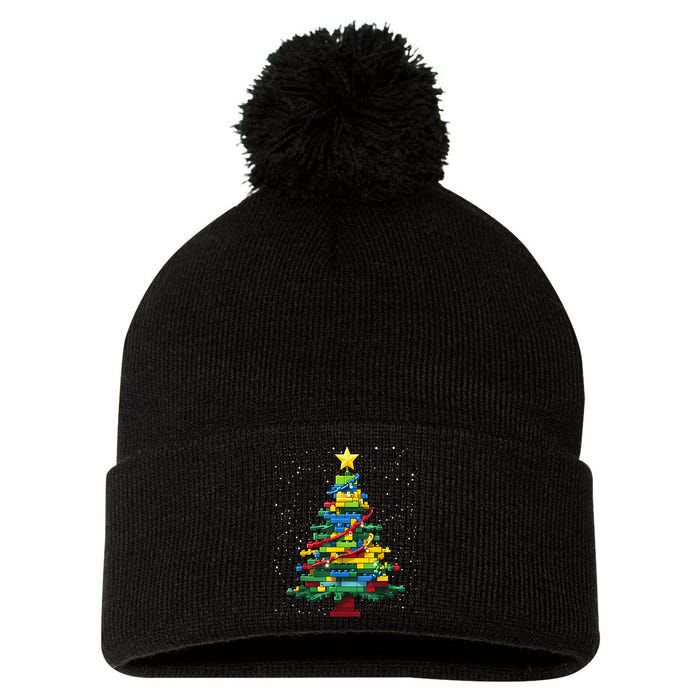 Christmaschristmas Tree Block Tree Block Brick Building Xmas Master Builder Pom Pom 12in Knit Beanie