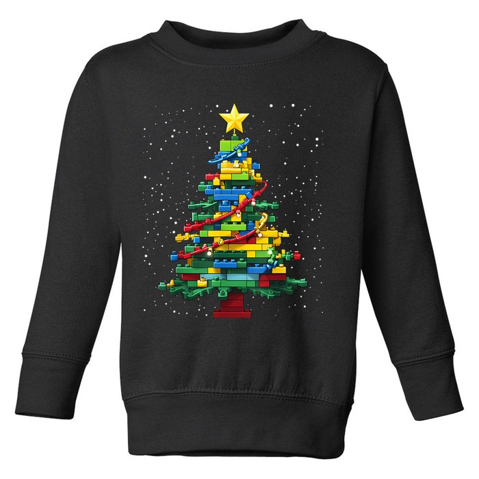 Christmaschristmas Tree Block Tree Block Brick Building Xmas Master Builder Toddler Sweatshirt