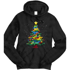 Christmaschristmas Tree Block Tree Block Brick Building Xmas Master Builder Tie Dye Hoodie