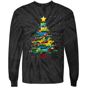 Christmaschristmas Tree Block Tree Block Brick Building Xmas Master Builder Tie-Dye Long Sleeve Shirt