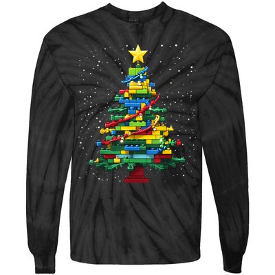 Christmaschristmas Tree Block Tree Block Brick Building Xmas Master Builder Tie-Dye Long Sleeve Shirt