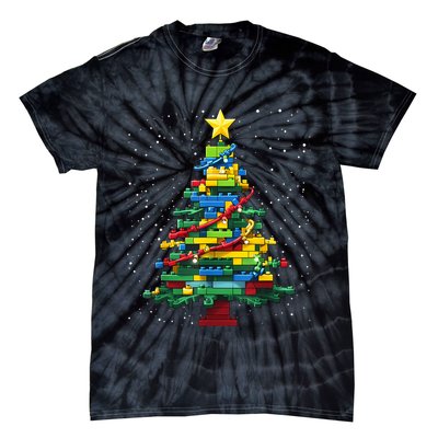 Christmaschristmas Tree Block Tree Block Brick Building Xmas Master Builder Tie-Dye T-Shirt
