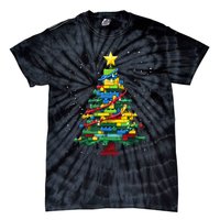 Christmaschristmas Tree Block Tree Block Brick Building Xmas Master Builder Tie-Dye T-Shirt