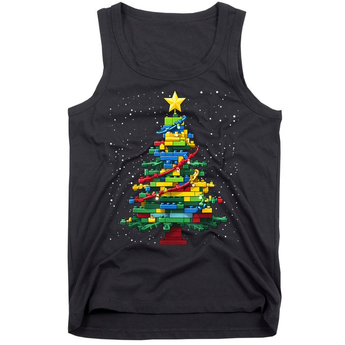 Christmaschristmas Tree Block Tree Block Brick Building Xmas Master Builder Tank Top