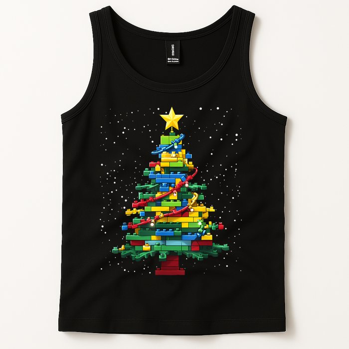 Christmaschristmas Tree Block Tree Block Brick Building Xmas Master Builder Tank Top