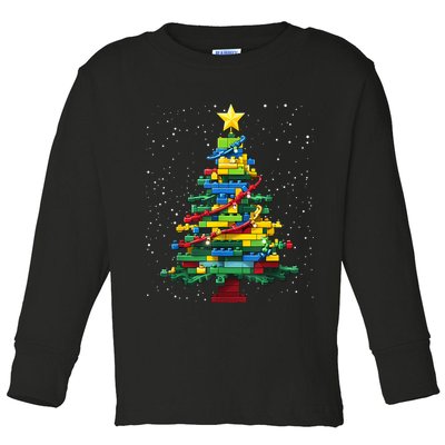 Christmaschristmas Tree Block Tree Block Brick Building Xmas Master Builder Toddler Long Sleeve Shirt