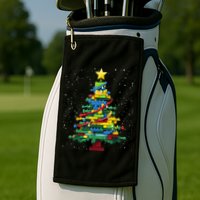 Christmaschristmas Tree Block Tree Block Brick Building Xmas Master Builder Golf Towel