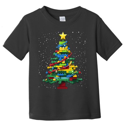 Christmaschristmas Tree Block Tree Block Brick Building Xmas Master Builder Toddler T-Shirt