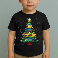 Christmaschristmas Tree Block Tree Block Brick Building Xmas Master Builder Toddler T-Shirt