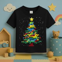 Christmaschristmas Tree Block Tree Block Brick Building Xmas Master Builder Toddler T-Shirt