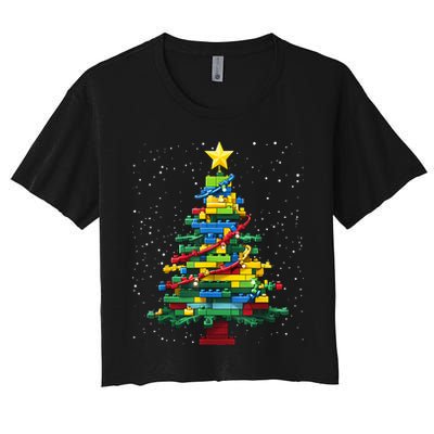 Christmaschristmas Tree Block Tree Block Brick Building Xmas Master Builder Crop Top