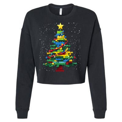 Christmaschristmas Tree Block Tree Block Brick Building Xmas Master Builder Cropped Pullover Crew