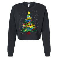 Christmaschristmas Tree Block Tree Block Brick Building Xmas Master Builder Cropped Pullover Crew