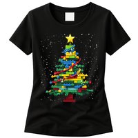 Christmaschristmas Tree Block Tree Block Brick Building Xmas Master Builder Womens T-Shirt