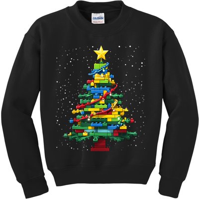 Christmaschristmas Tree Block Tree Block Brick Building Xmas Master Builder Kids Sweatshirt