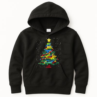 Christmaschristmas Tree Block Tree Block Brick Building Xmas Master Builder Kids Hoodie