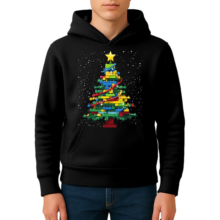 Christmaschristmas Tree Block Tree Block Brick Building Xmas Master Builder Kids Hoodie