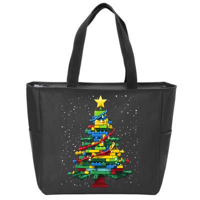 Christmaschristmas Tree Block Tree Block Brick Building Xmas Master Builder Zip Tote Bag