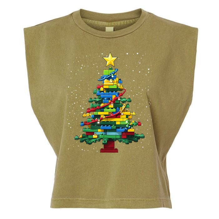 Christmaschristmas Tree Block Tree Block Brick Building Xmas Master Builder Garment-Dyed Women's Muscle Tee