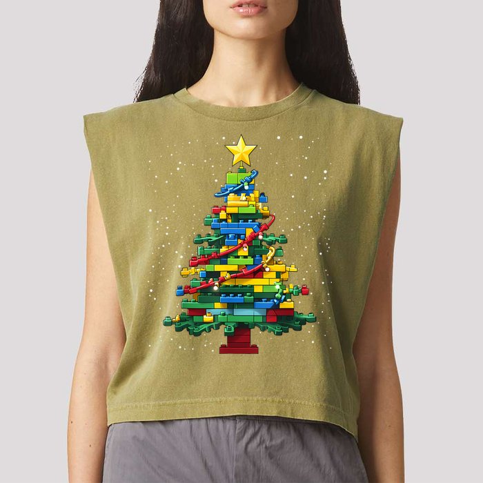 Christmaschristmas Tree Block Tree Block Brick Building Xmas Master Builder Garment-Dyed Women's Muscle Tee