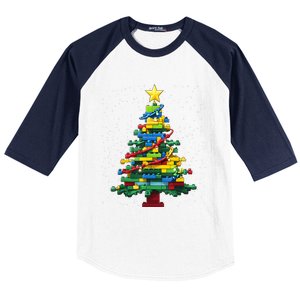 Christmaschristmas Tree Block Tree Block Brick Building Xmas Master Builder Baseball Sleeve Shirt