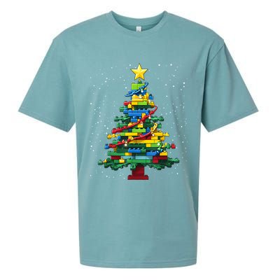 Christmaschristmas Tree Block Tree Block Brick Building Xmas Master Builder Sueded Cloud Jersey T-Shirt