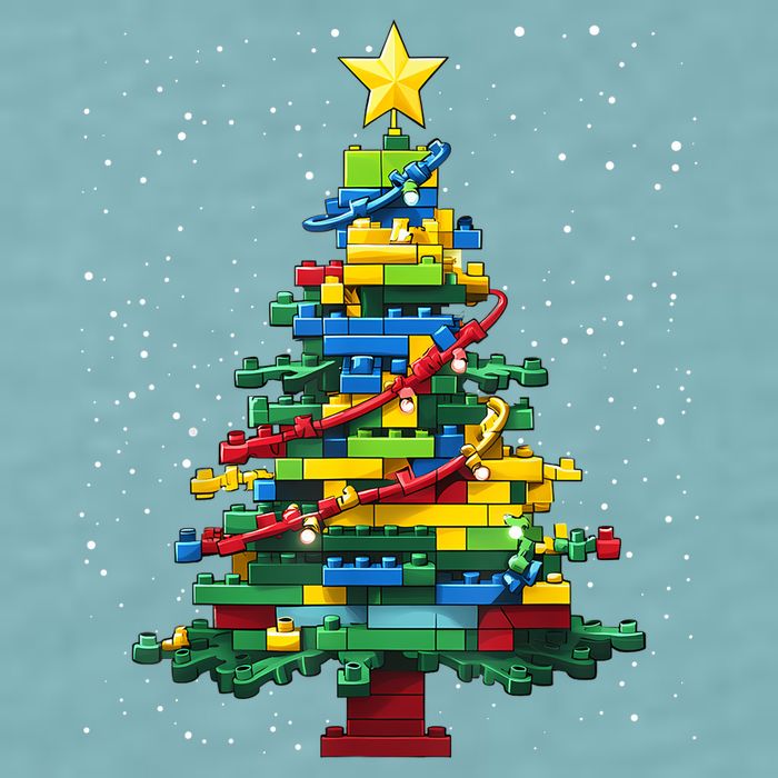 Christmaschristmas Tree Block Tree Block Brick Building Xmas Master Builder Sueded Cloud Jersey T-Shirt