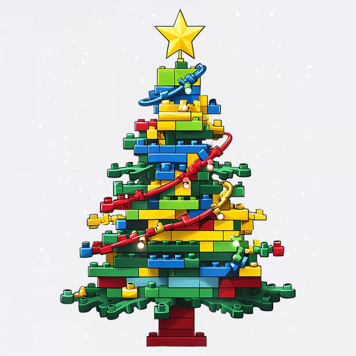 Christmaschristmas Tree Block Tree Block Brick Building Xmas Master Builder Garment-Dyed Sweatshirt