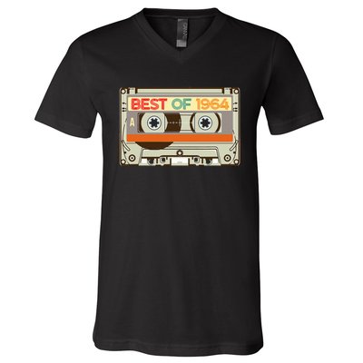 Cassette Tape Birthday Gifts Born In Best Of 1964 V-Neck T-Shirt