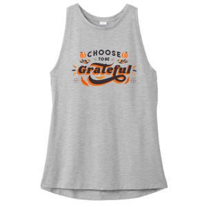 Choose To Be Grateful Pumpkin Ladies PosiCharge Tri-Blend Wicking Tank