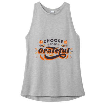 Choose To Be Grateful Pumpkin Ladies PosiCharge Tri-Blend Wicking Tank