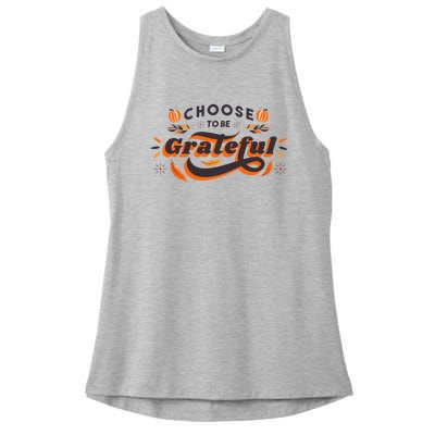 Choose To Be Grateful Pumpkin Ladies PosiCharge Tri-Blend Wicking Tank