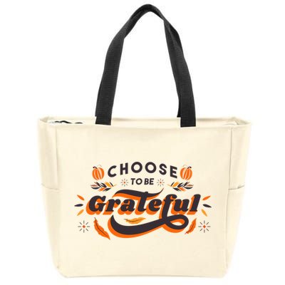 Choose To Be Grateful Pumpkin Zip Tote Bag