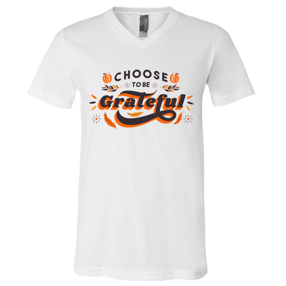 Choose To Be Grateful Pumpkin V-Neck T-Shirt