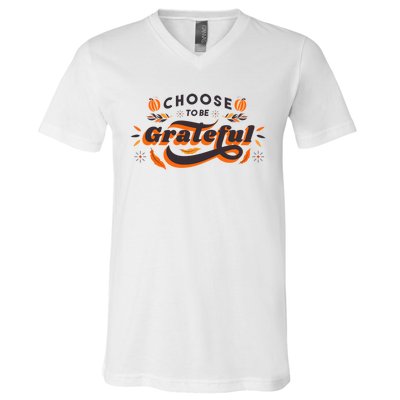 Choose To Be Grateful Pumpkin V-Neck T-Shirt