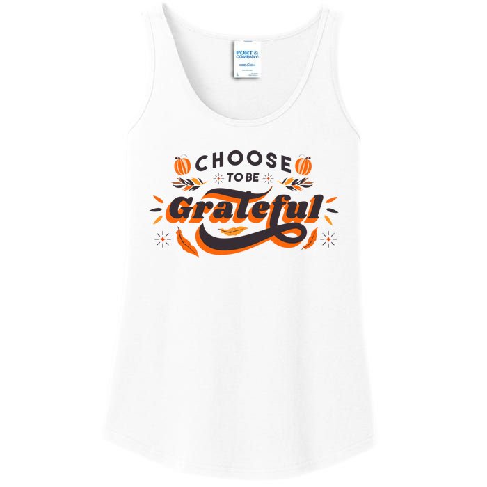 Choose To Be Grateful Pumpkin Ladies Essential Tank