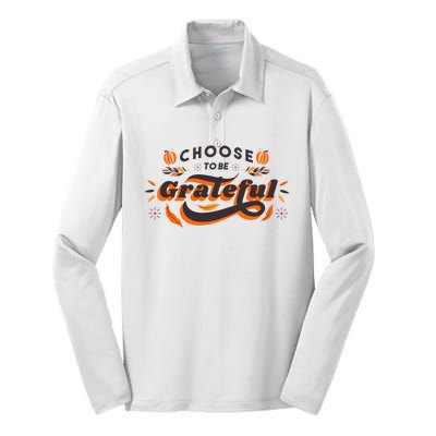 Choose To Be Grateful Pumpkin Silk Touch Performance Long Sleeve Polo