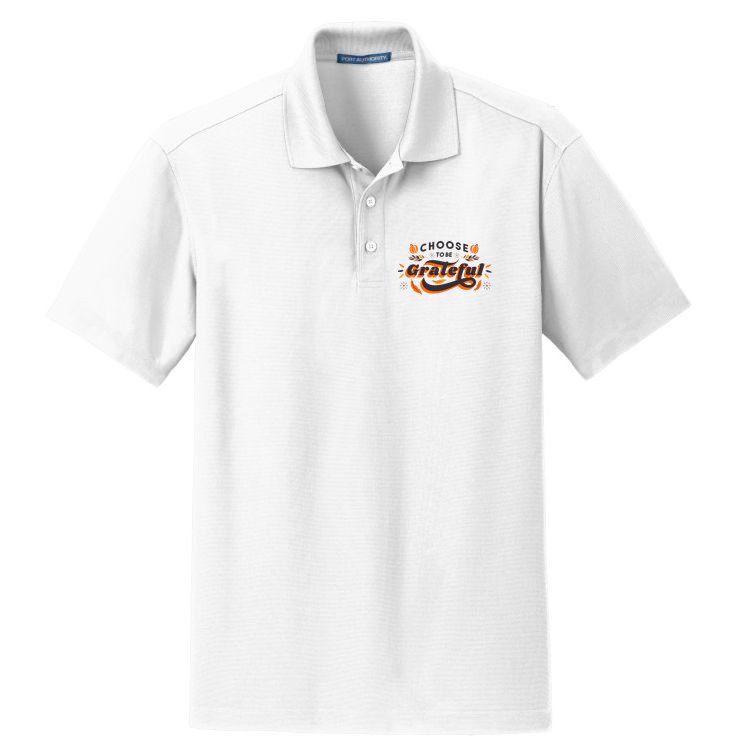 Choose To Be Grateful Pumpkin Dry Zone Grid Polo